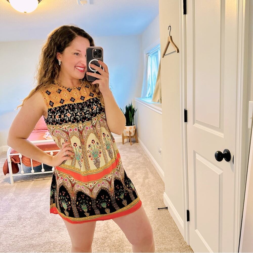 Anthropologie Conditions Apply Yellow Floral Mini Dress Medium